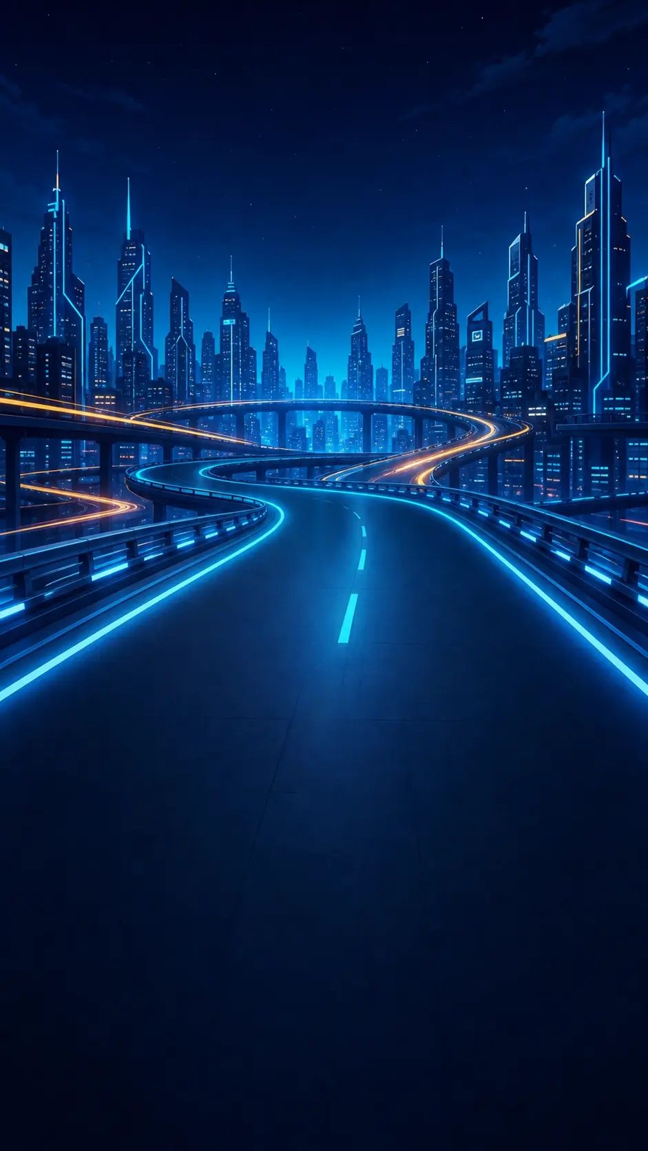 Neon highway ready for a Car Caster race